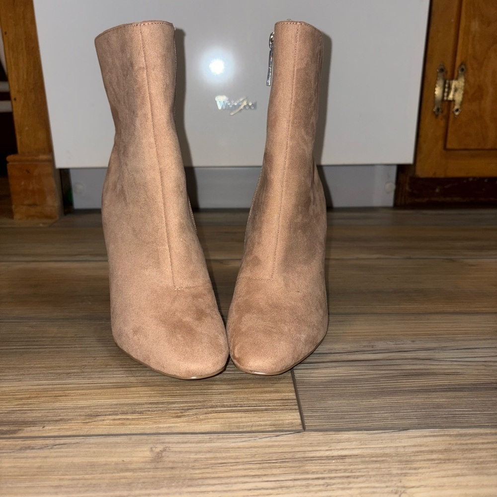 Qupid Tan Ankle Booties with Pointed Toe